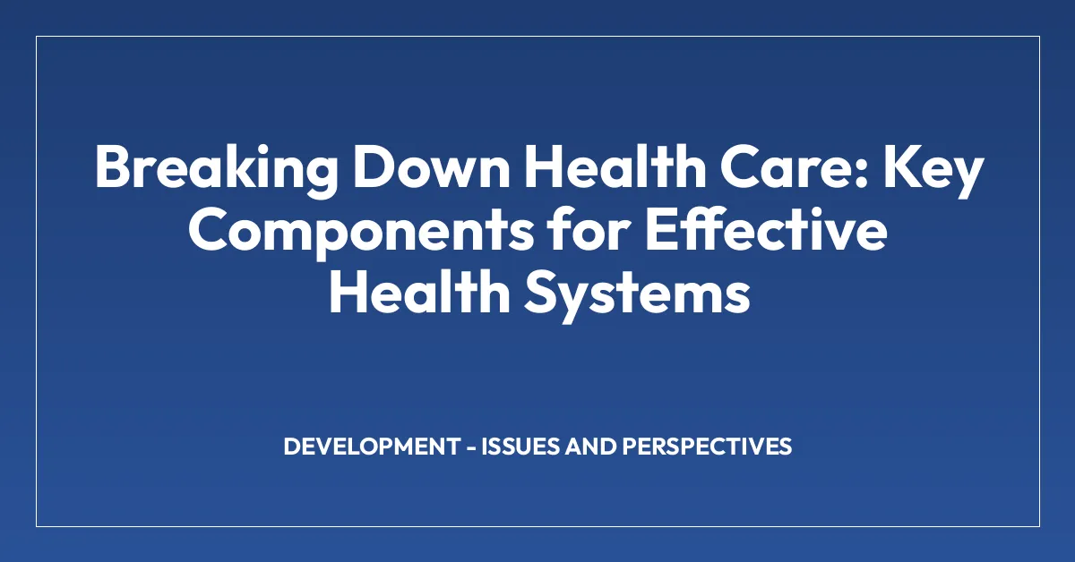 Breaking Down Health Care: Key Components for Effective Health Systems