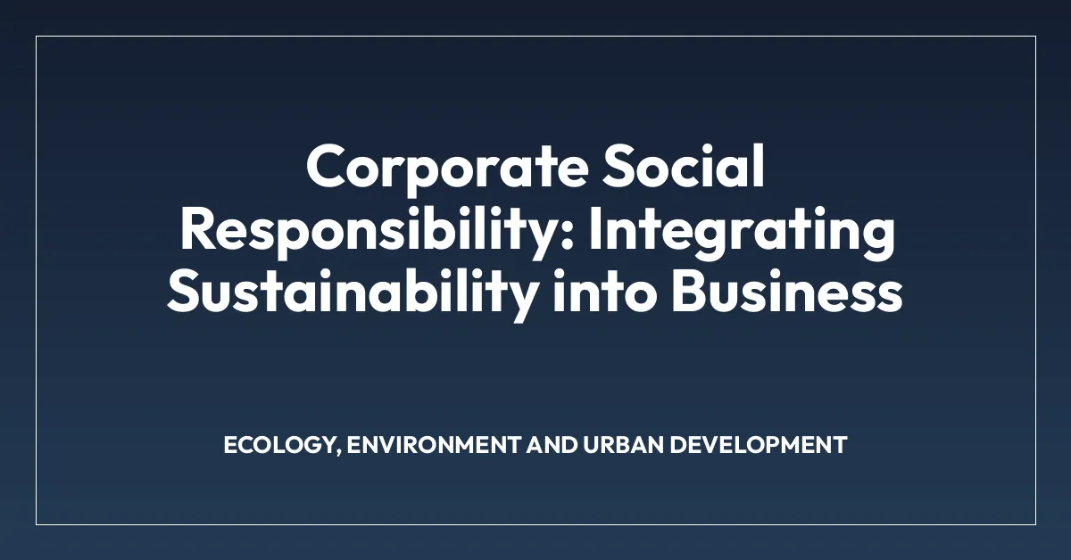 Corporate Social Responsibility: Integrating Sustainability into Business