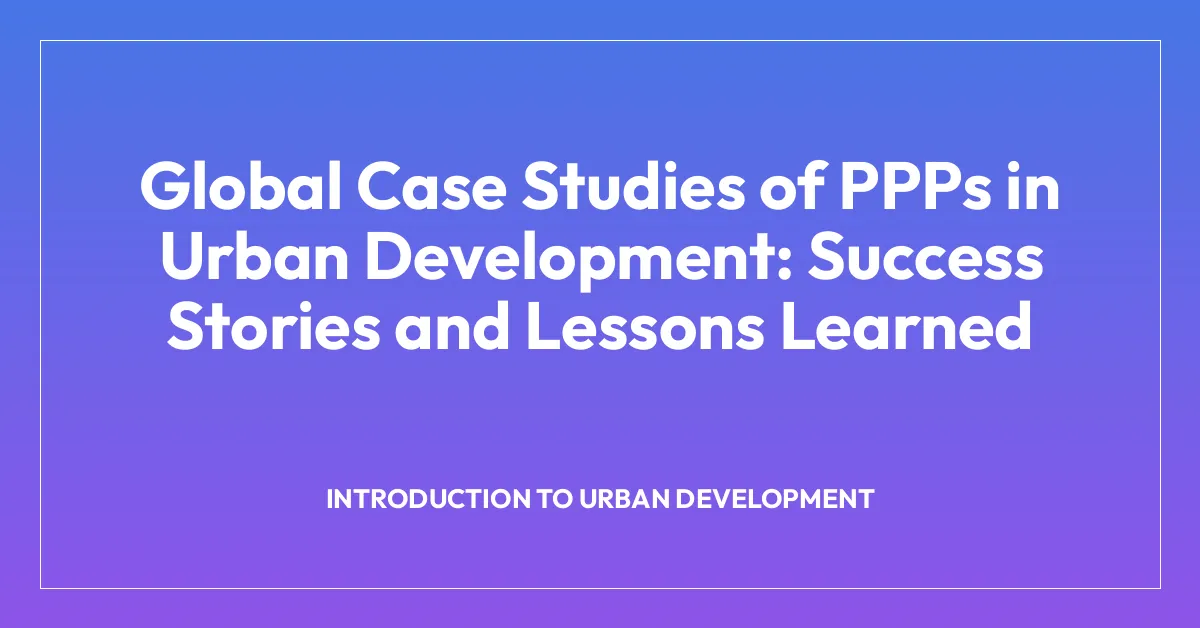 Global Case Studies of PPPs in Urban Development: Success Stories and ...
